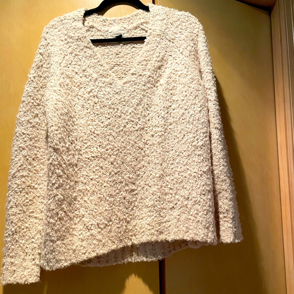 Tan/Cream V-neck Sherpa Oversized Sweater